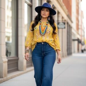 Sundance Megan yellow silk blouse